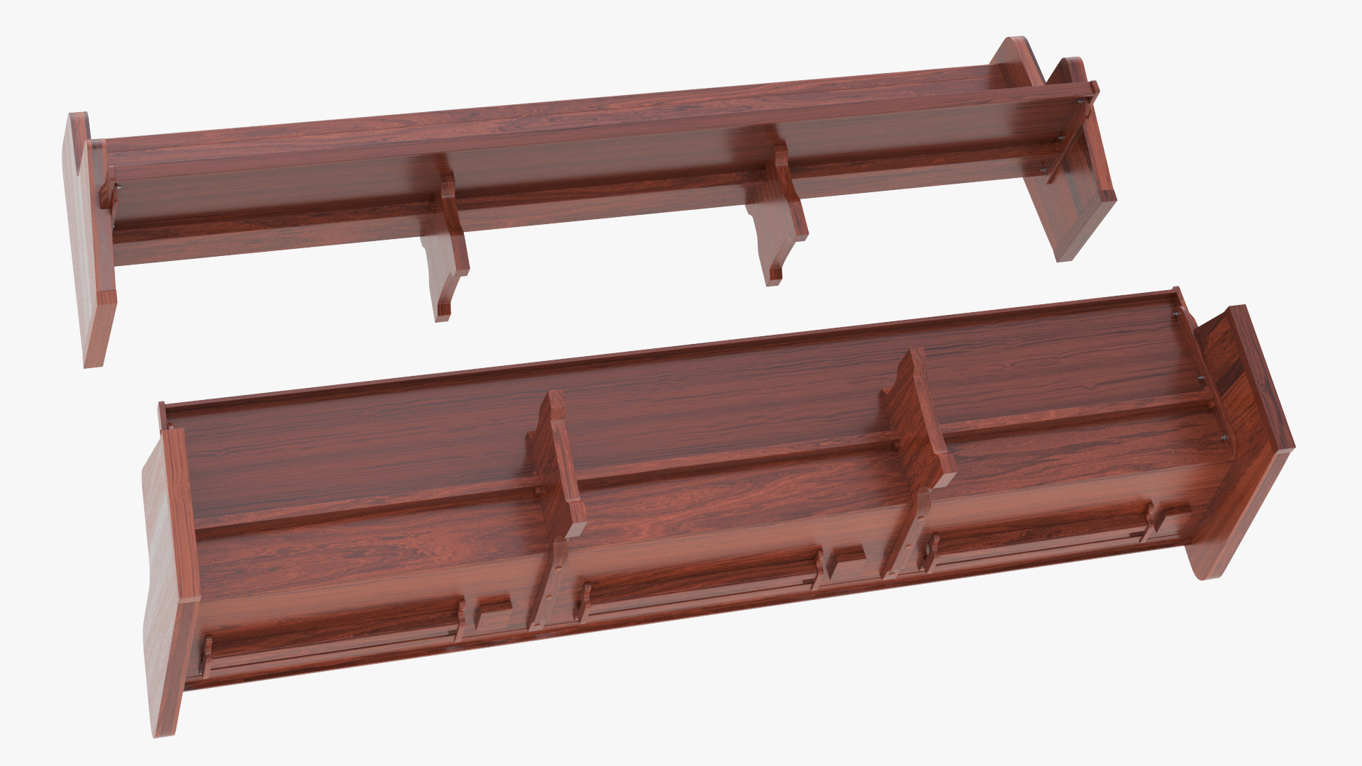 3D Wooden Church Pew Bench Dark model