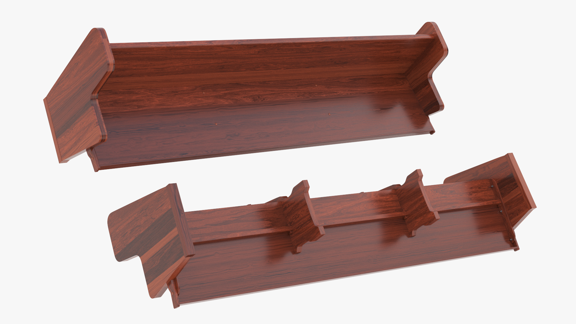 3D Wooden Church Pew Bench Dark model