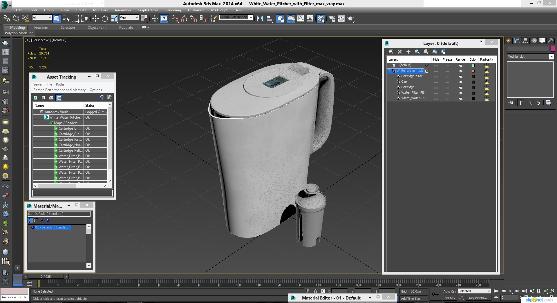 3D White Water Pitcher with Filter
