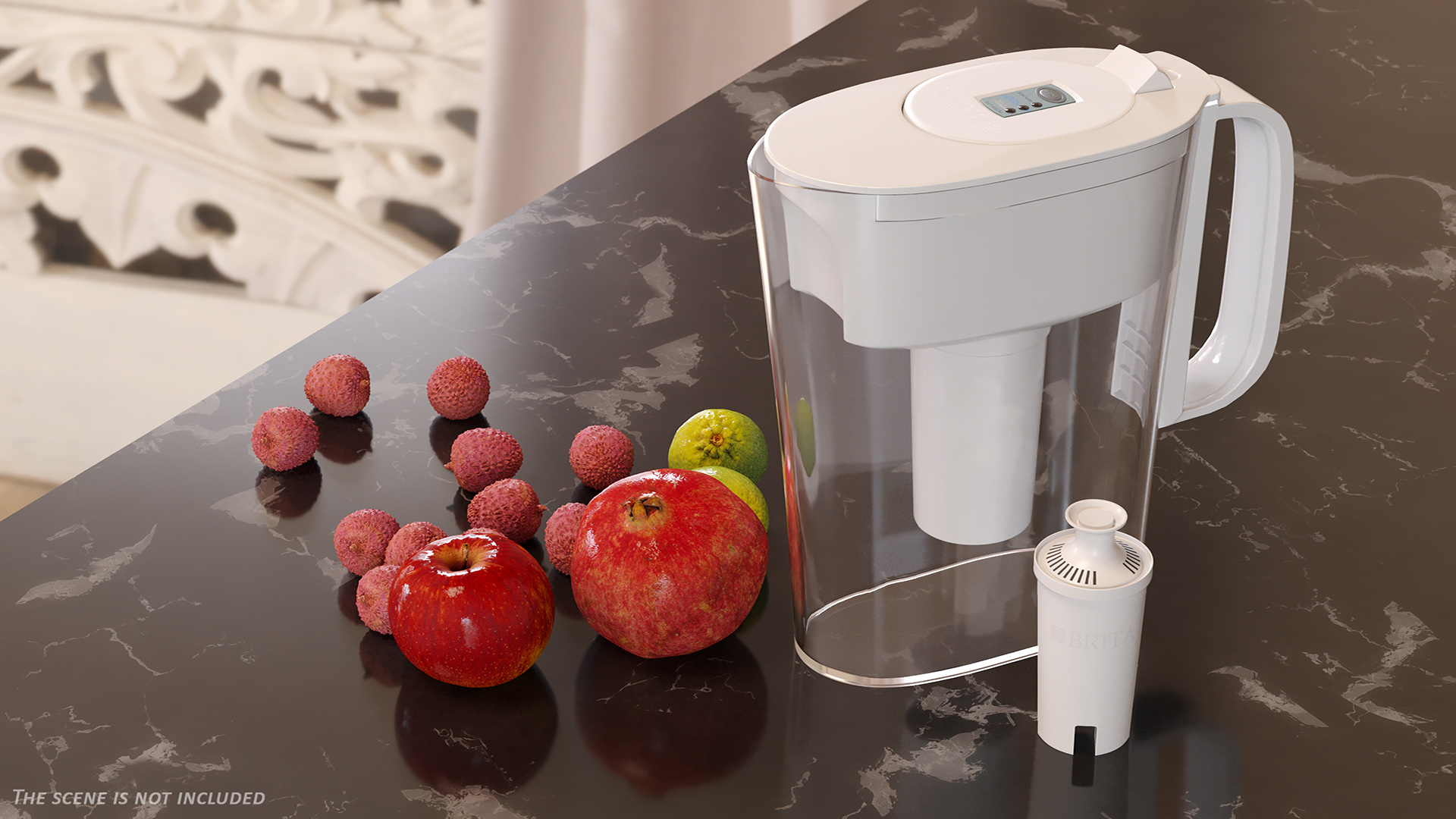 3D White Water Pitcher with Filter