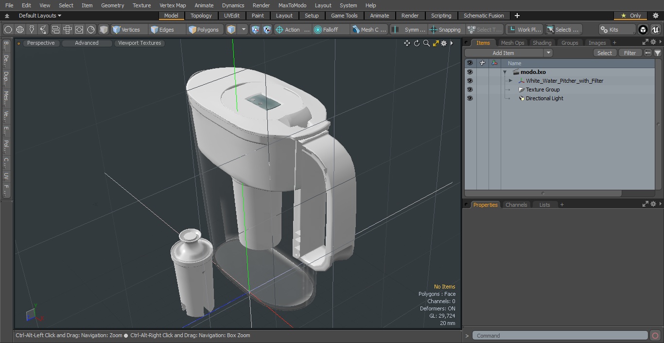 3D White Water Pitcher with Filter