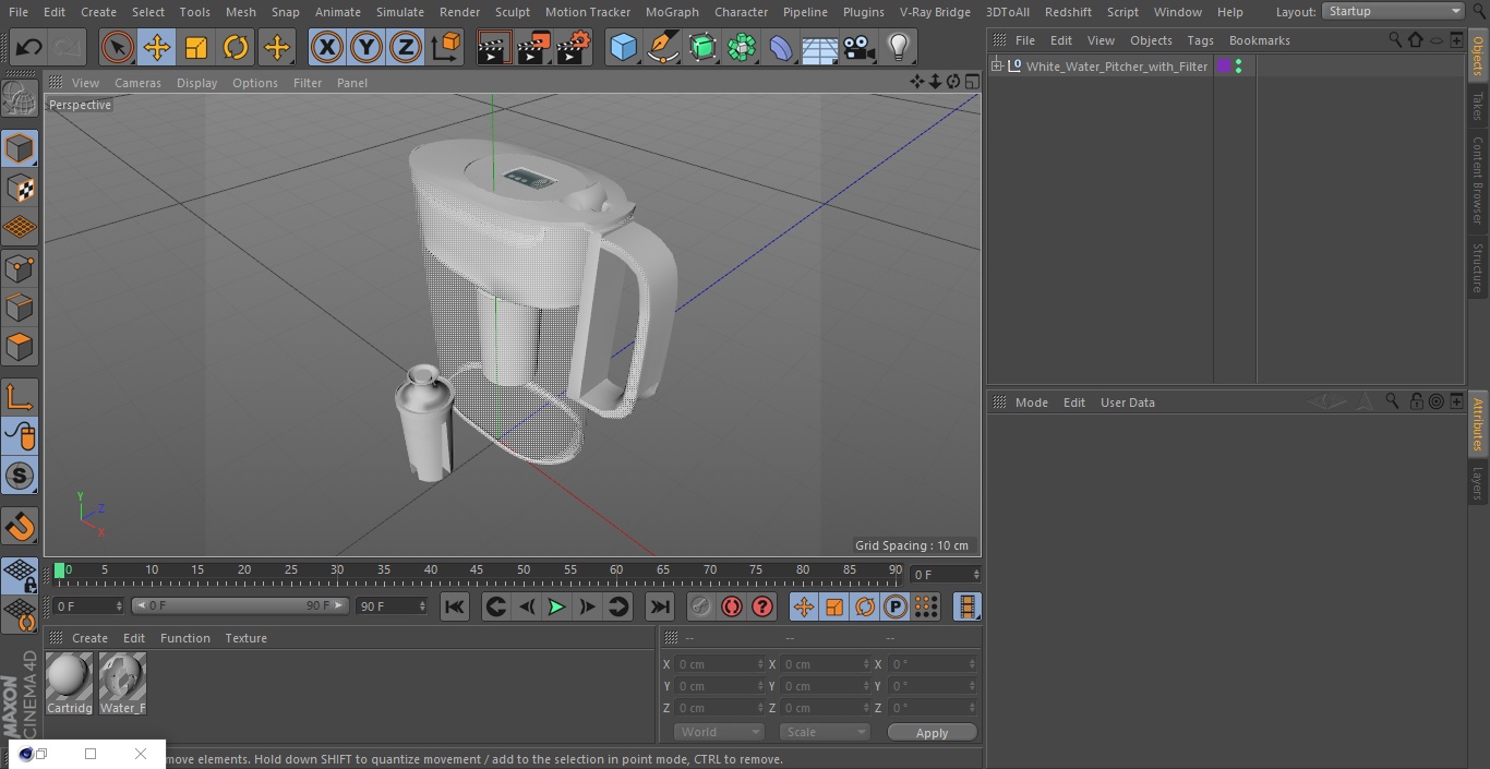 3D White Water Pitcher with Filter