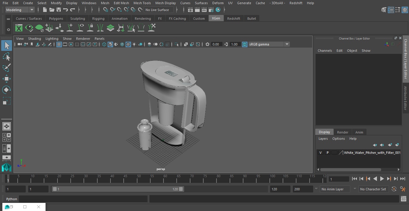 3D White Water Pitcher with Filter