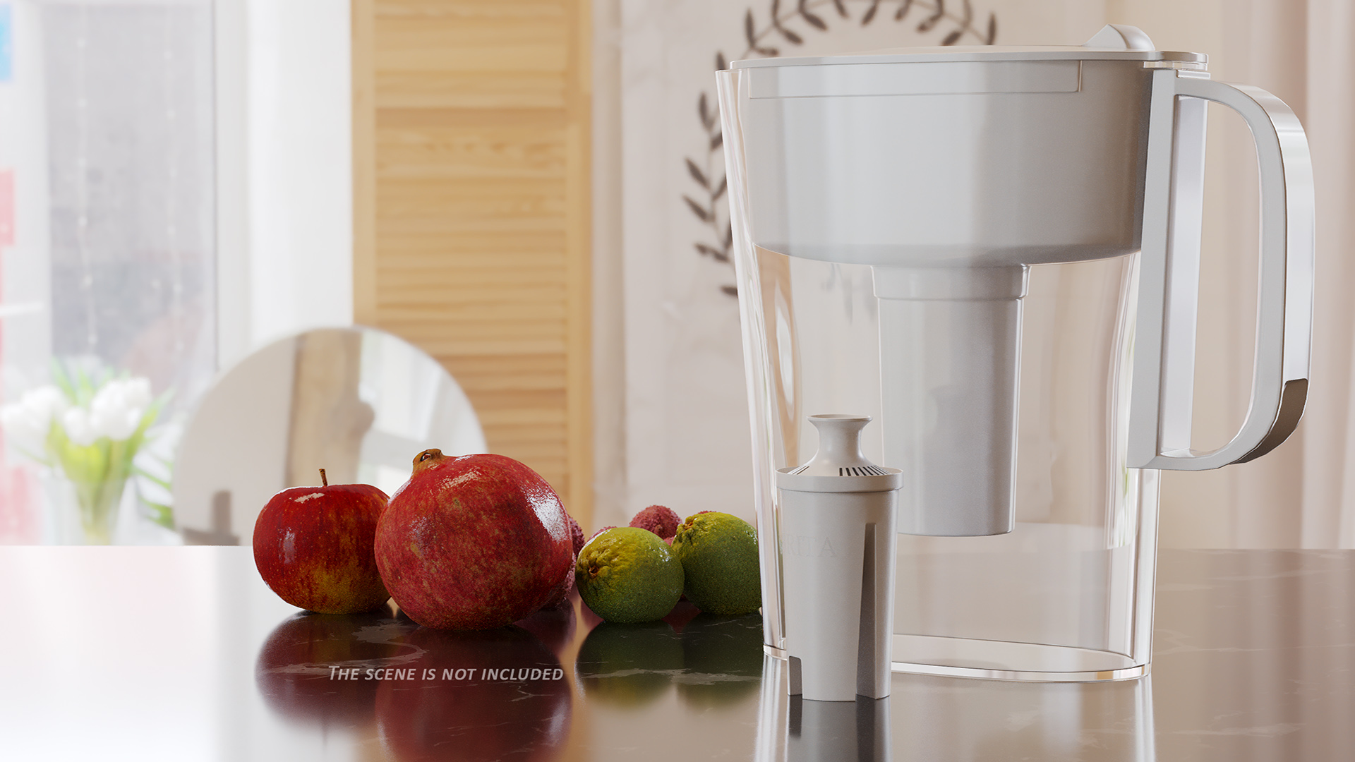 3D White Water Pitcher with Filter