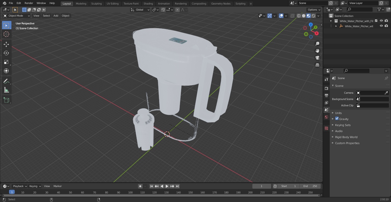 3D White Water Pitcher with Filter