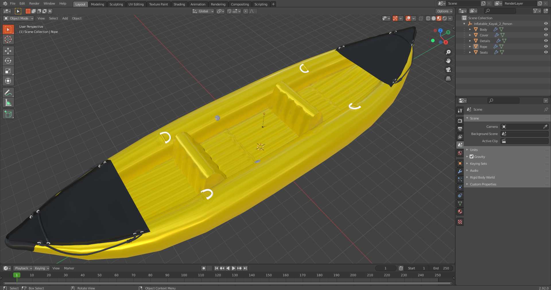 3D model Inflatable Kayak 2 Person