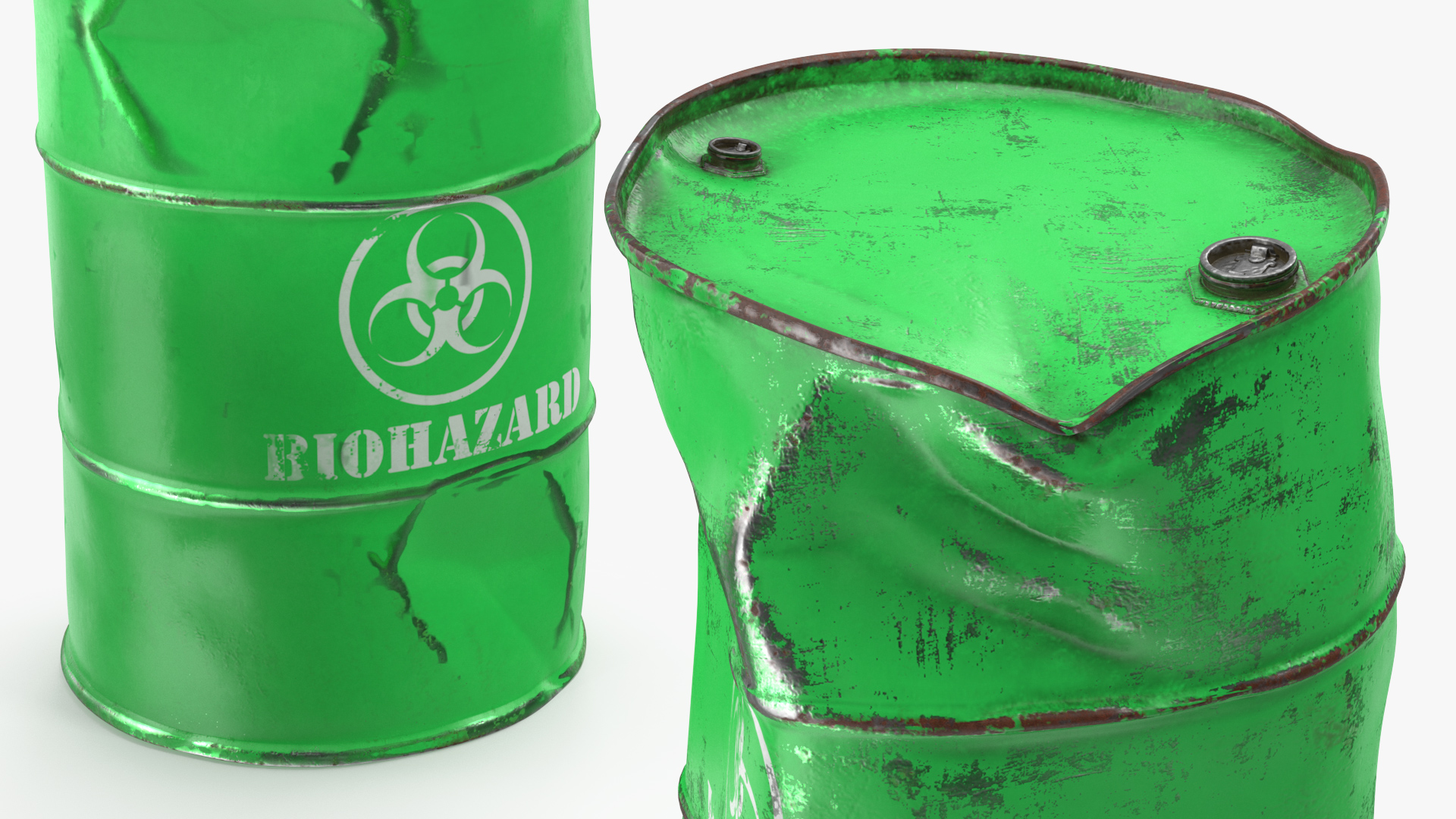 3D Biohazard Toxic Waste Barrels Set model