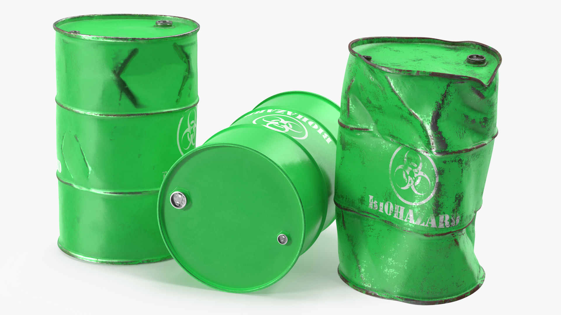 3D Biohazard Toxic Waste Barrels Set model