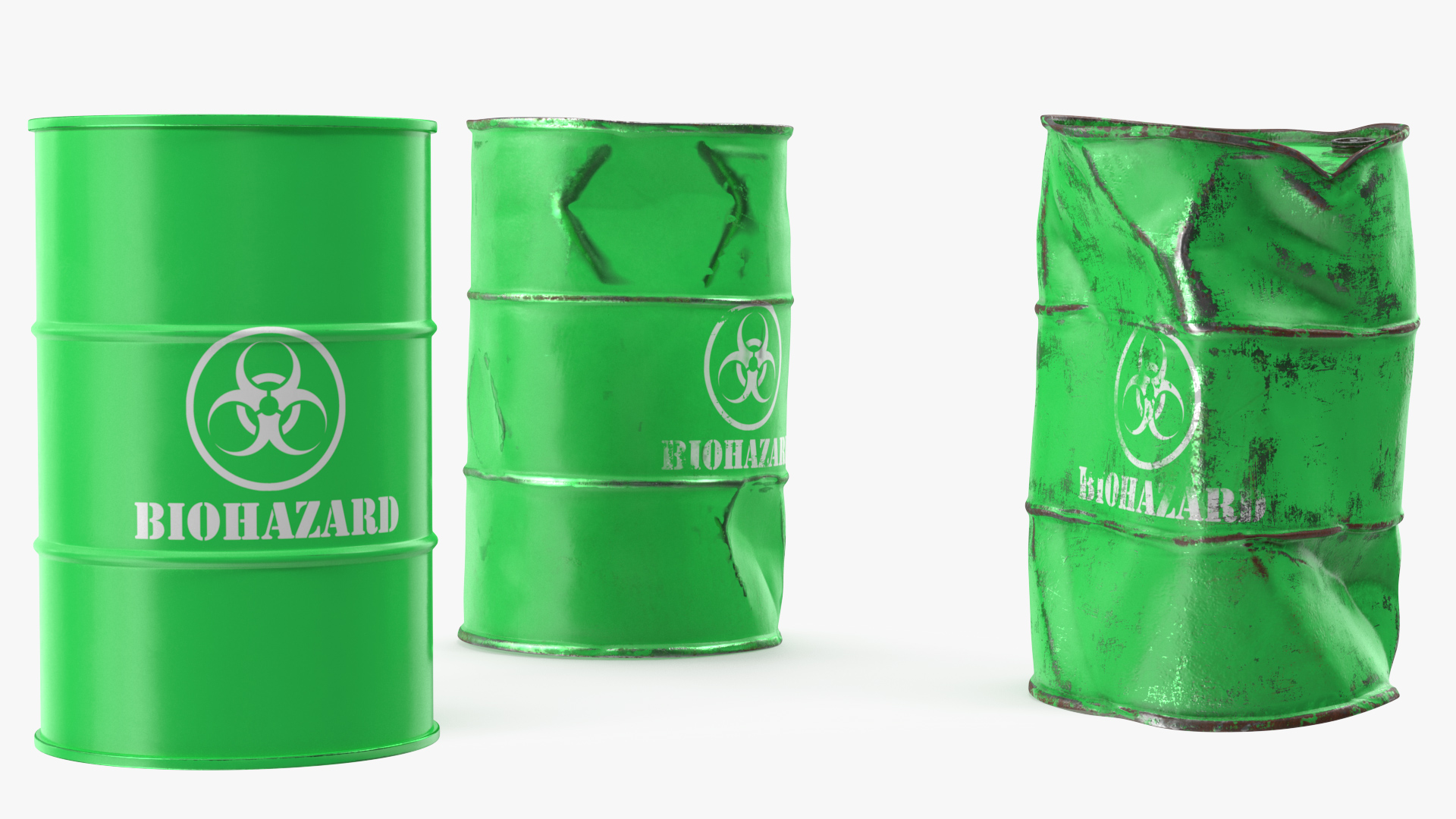 3D Biohazard Toxic Waste Barrels Set model
