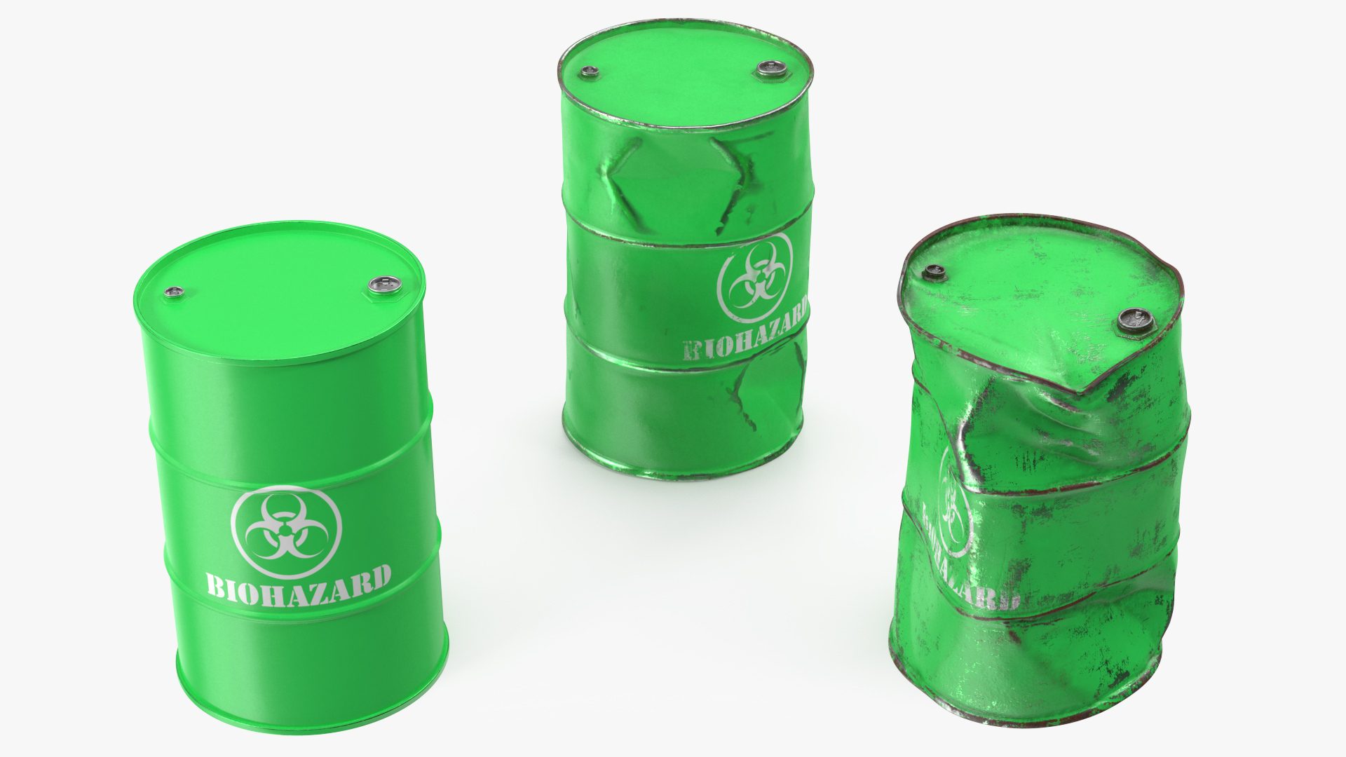 3D Biohazard Toxic Waste Barrels Set model