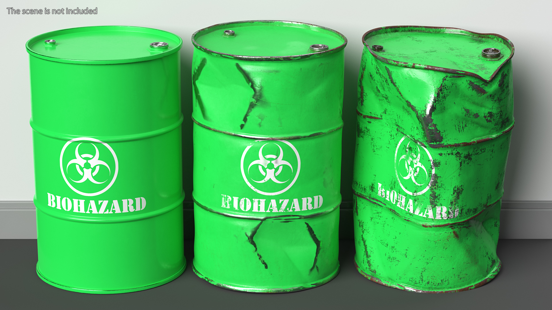 3D Biohazard Toxic Waste Barrels Set model