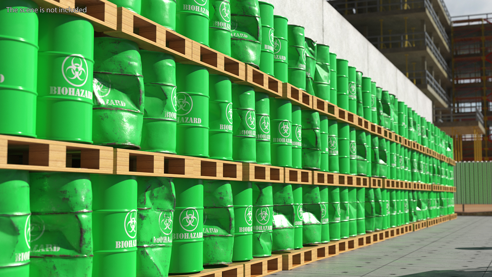 3D Biohazard Toxic Waste Barrels Set model