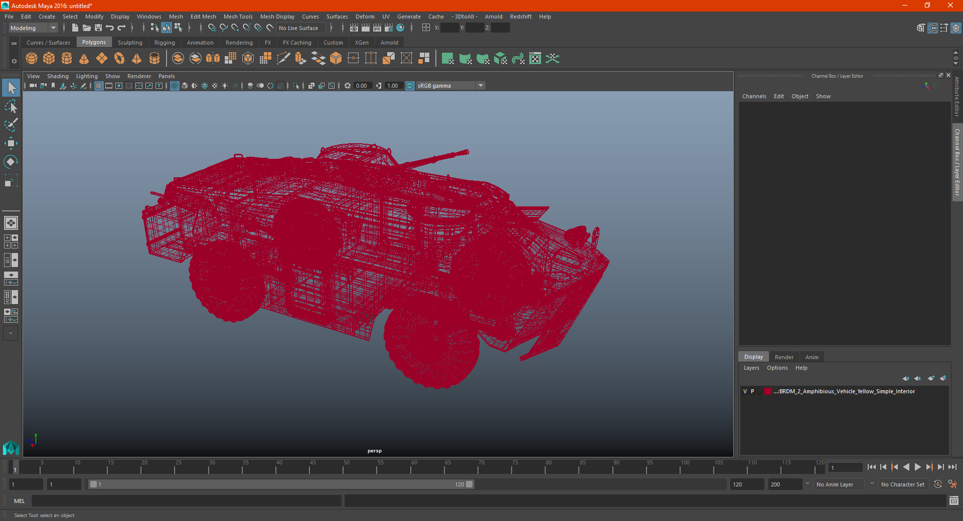 3D BRDM 2 Amphibious Vehicle Yellow Simple Interior model