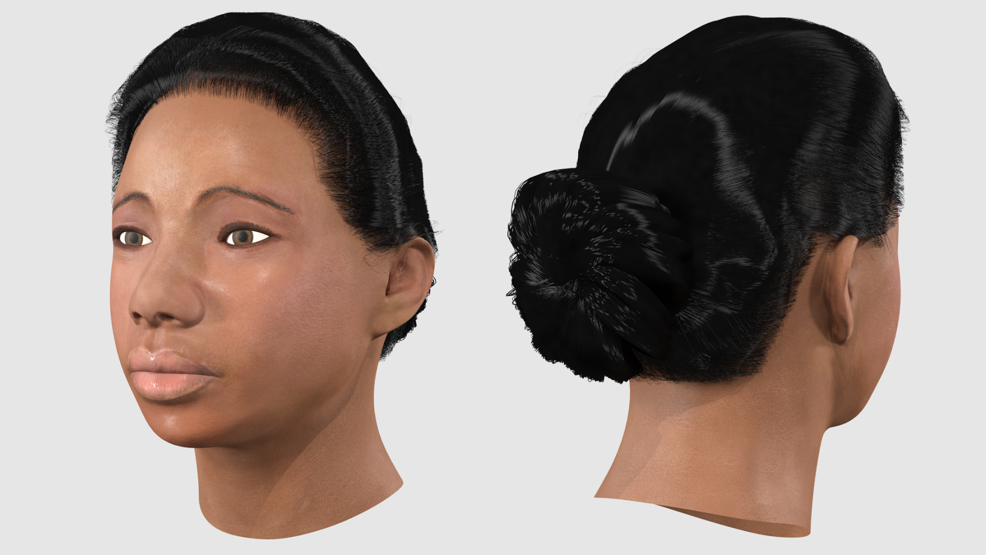 African American Female Head Fur 3D