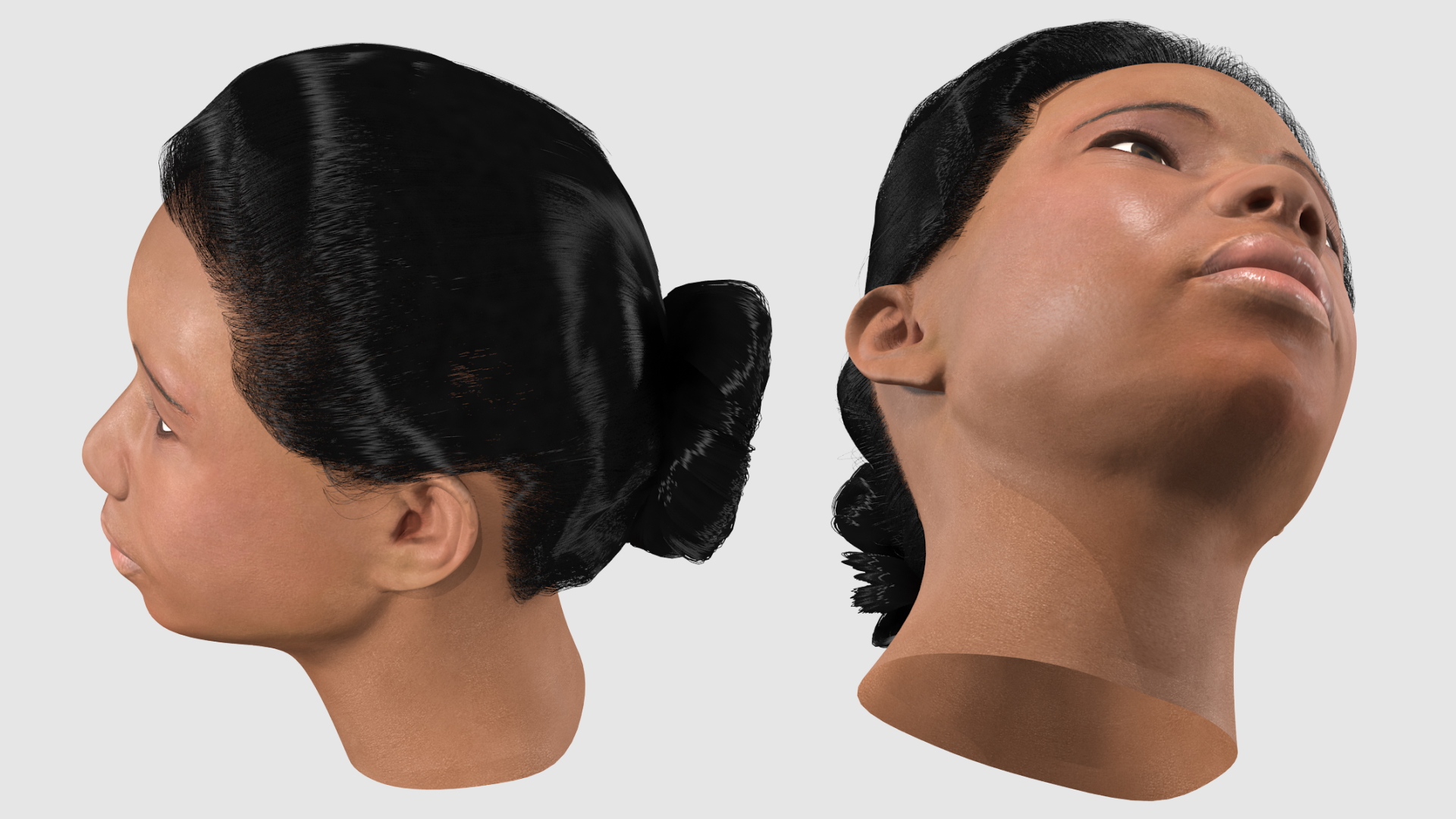 African American Female Head Fur 3D