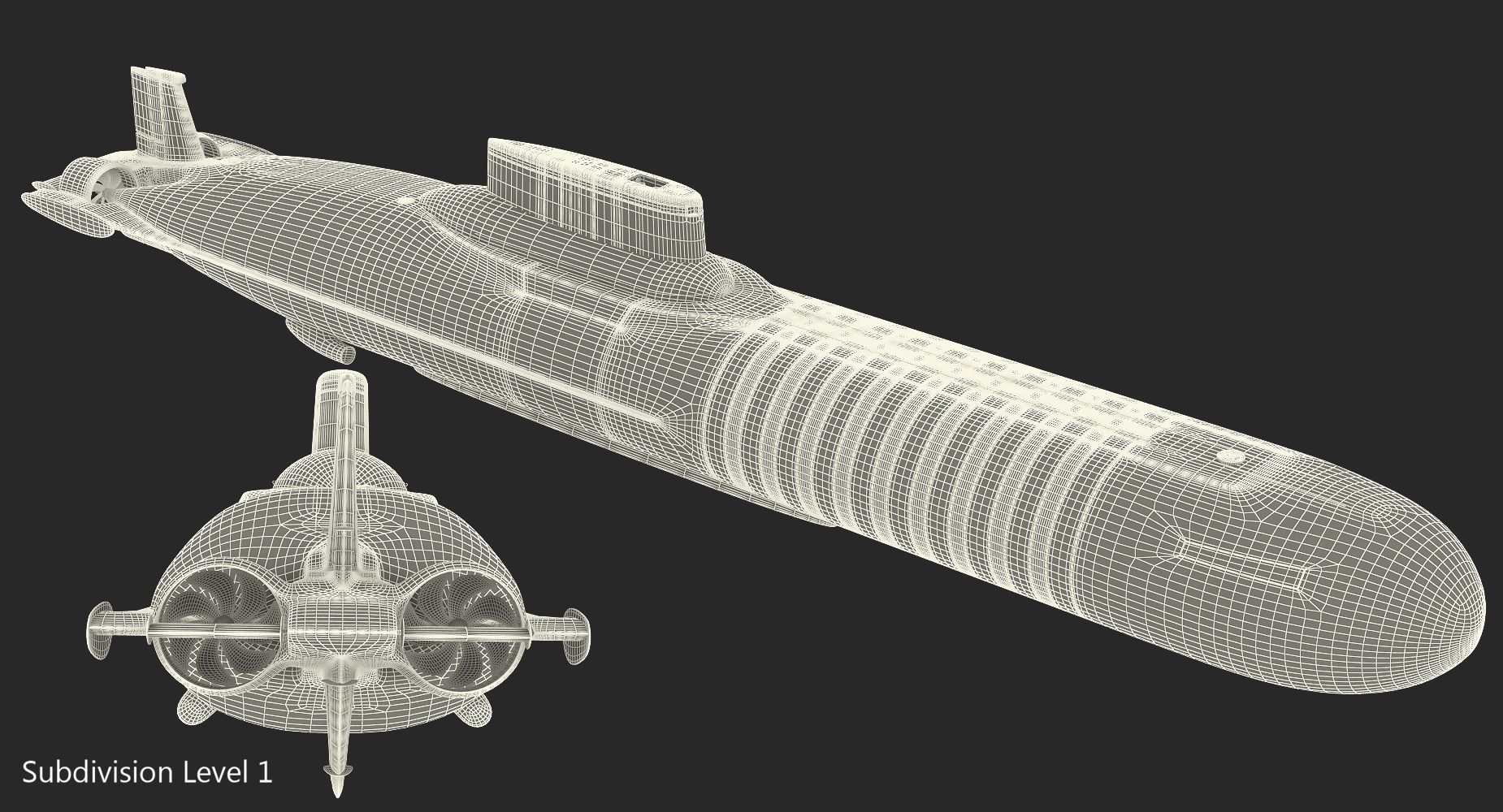 Typhoon Class Submarine Project 941 or Akula 3D model
