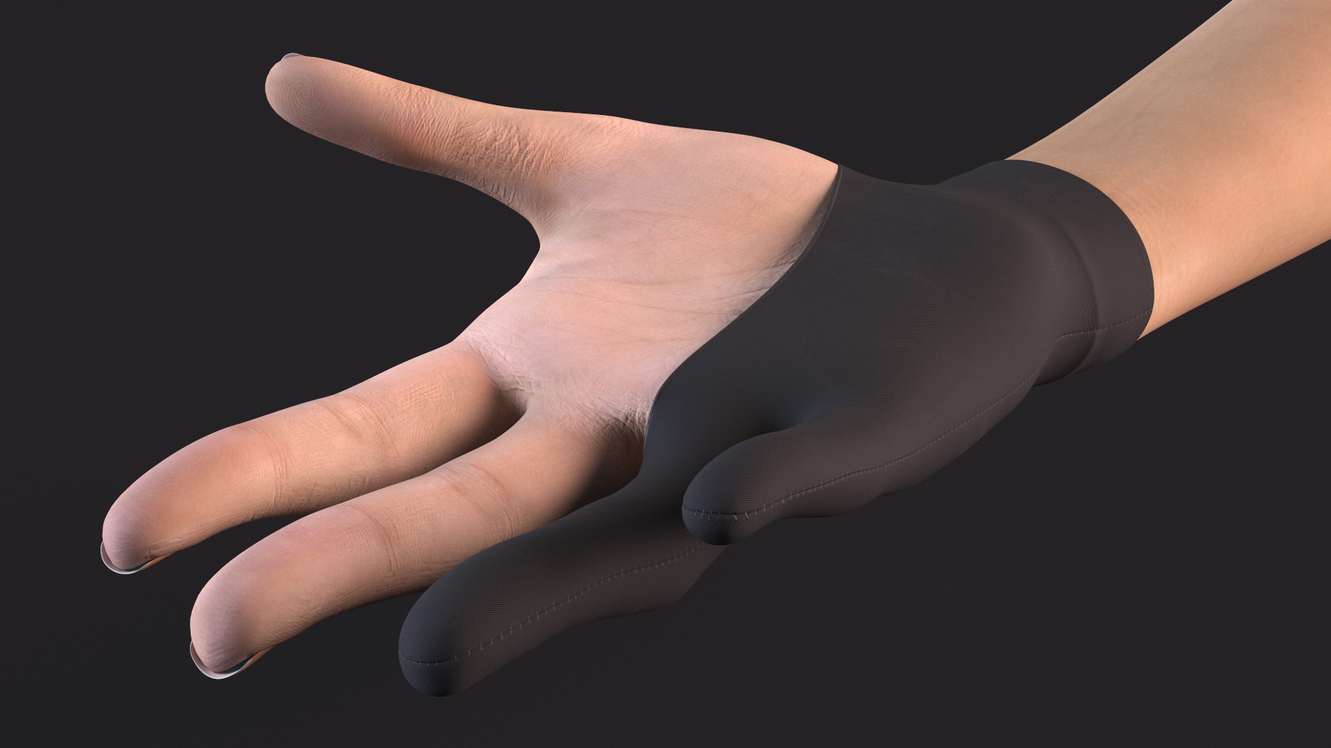 3D Black Artist Glove on Hand