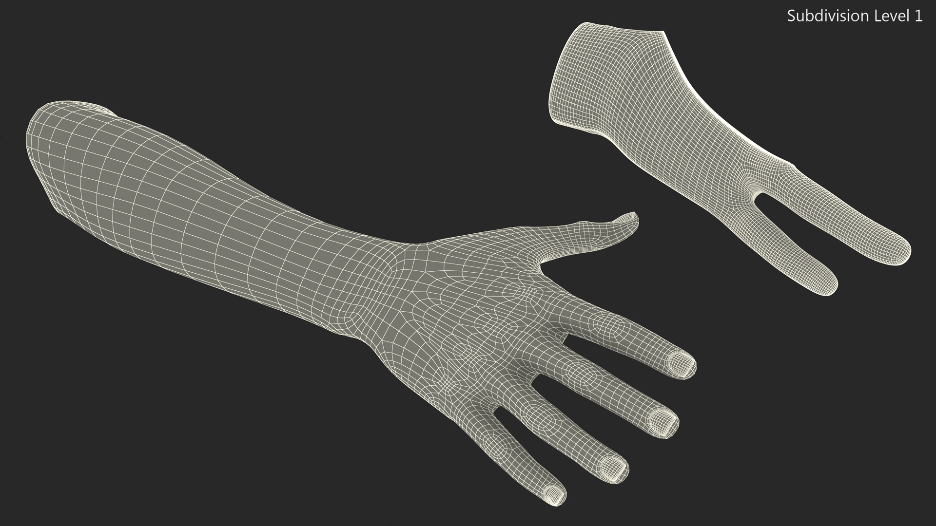 3D Black Artist Glove on Hand