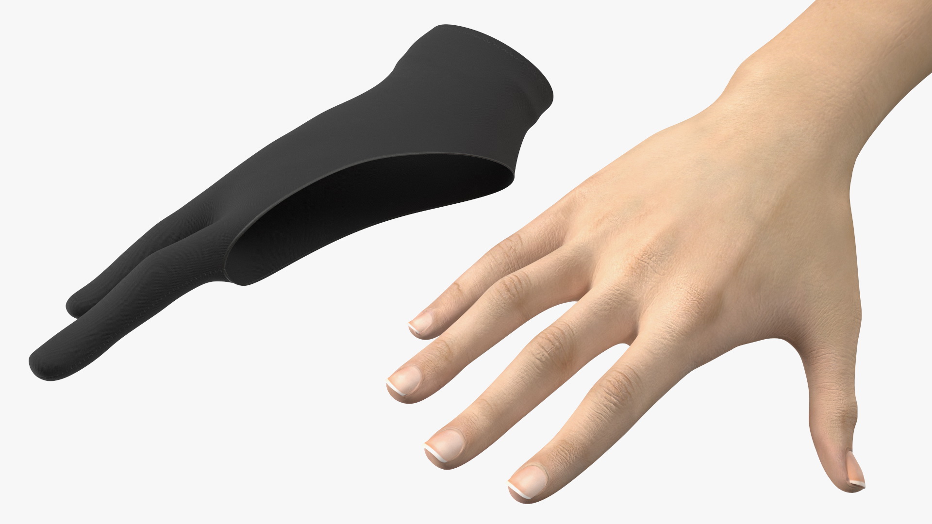 3D Black Artist Glove on Hand
