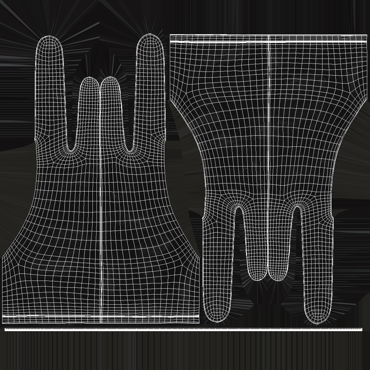 3D Black Artist Glove on Hand