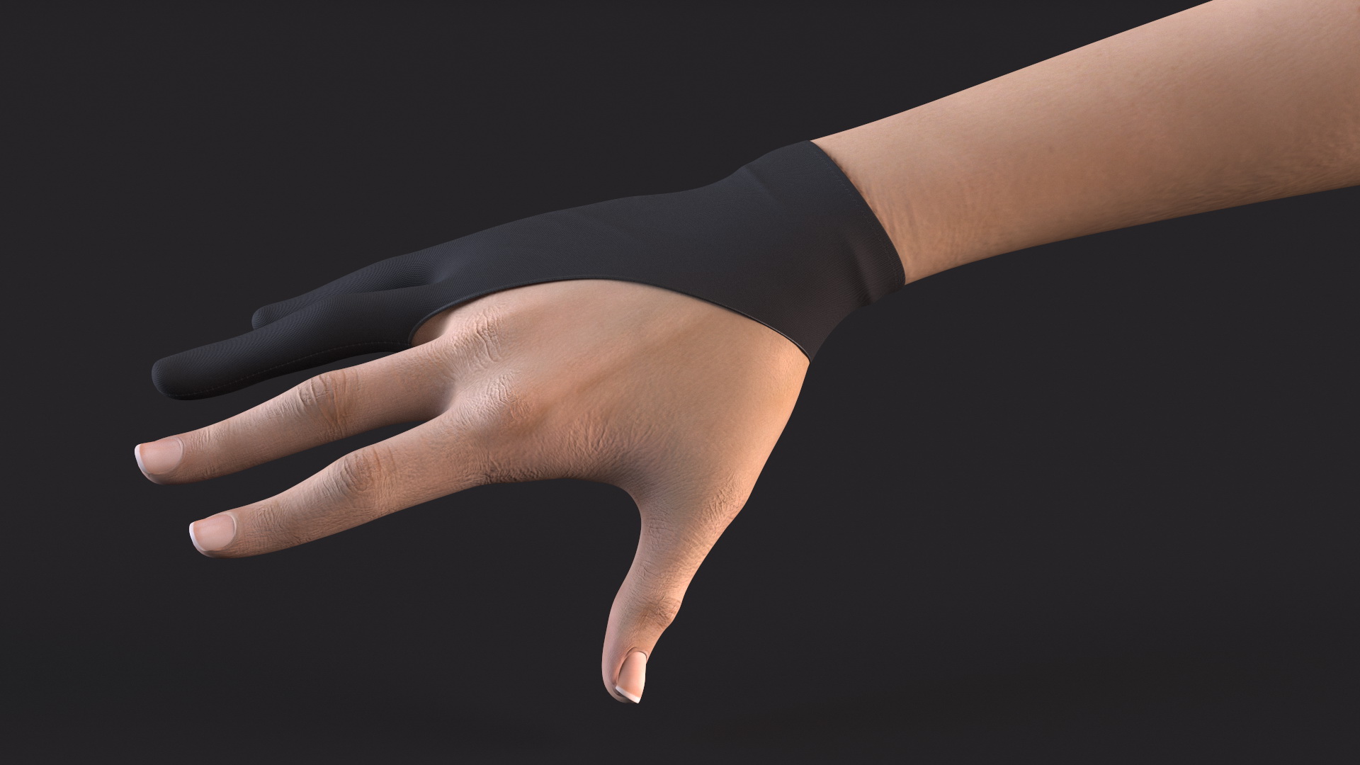 3D Black Artist Glove on Hand