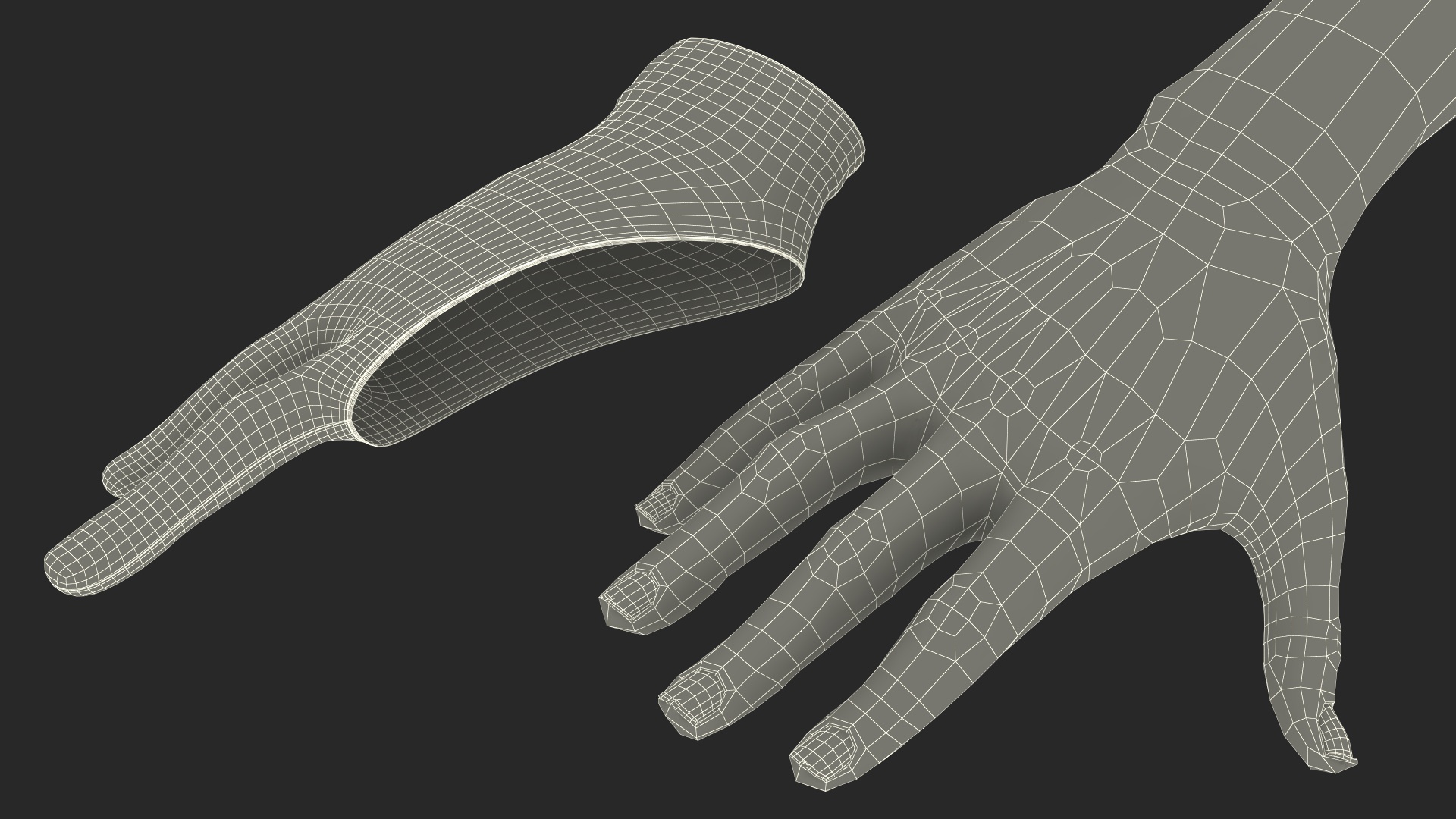 3D Black Artist Glove on Hand