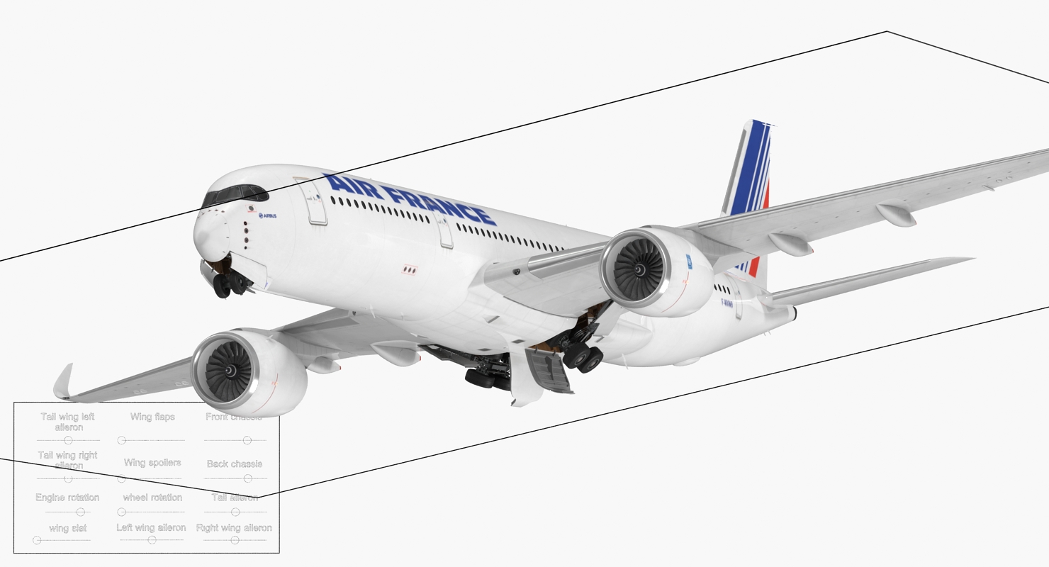 3D Airbus A350 900 Air France Rigged model