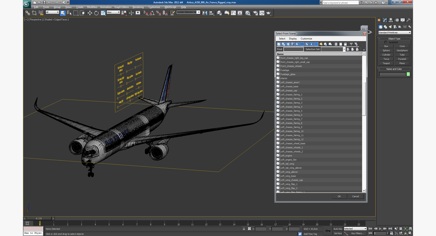 3D Airbus A350 900 Air France Rigged model