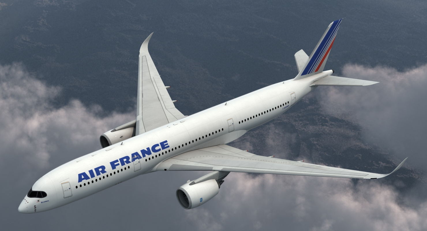 3D Airbus A350 900 Air France Rigged model