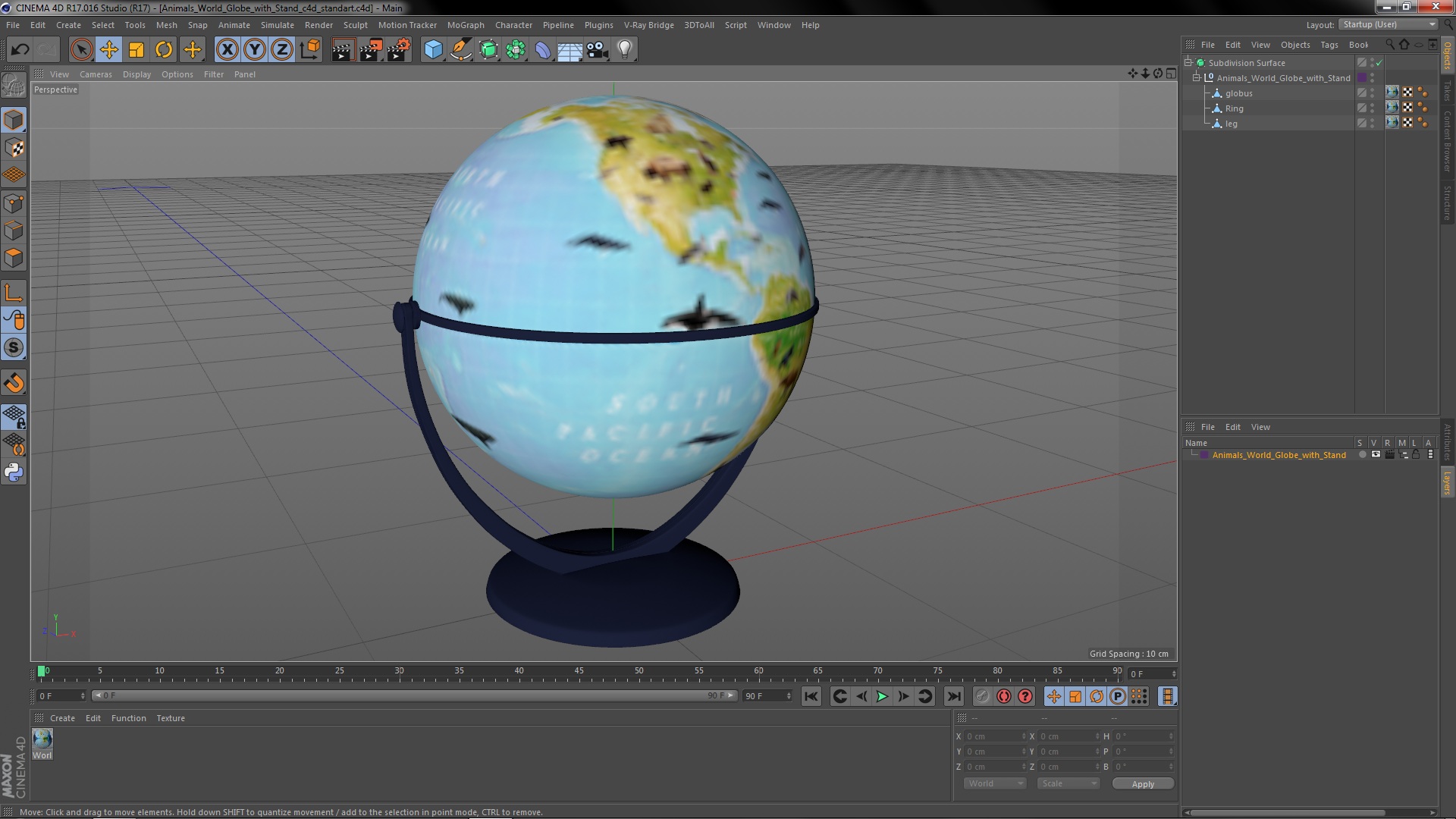 3D model Animals World Globe with Stand