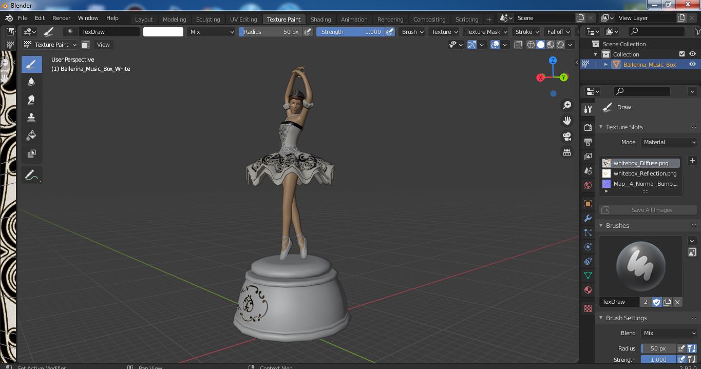 3D model Ballerina Music Box White