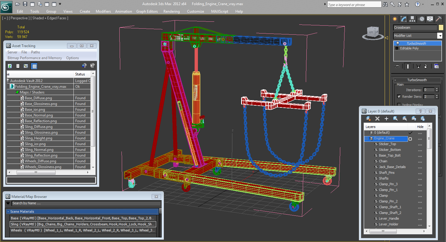 3D model Folding Engine Crane