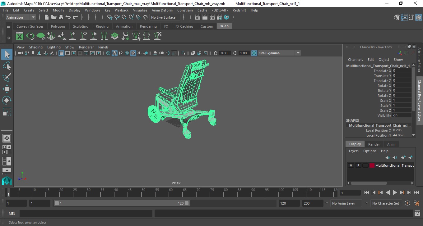 3D Multifunctional Transport Chair