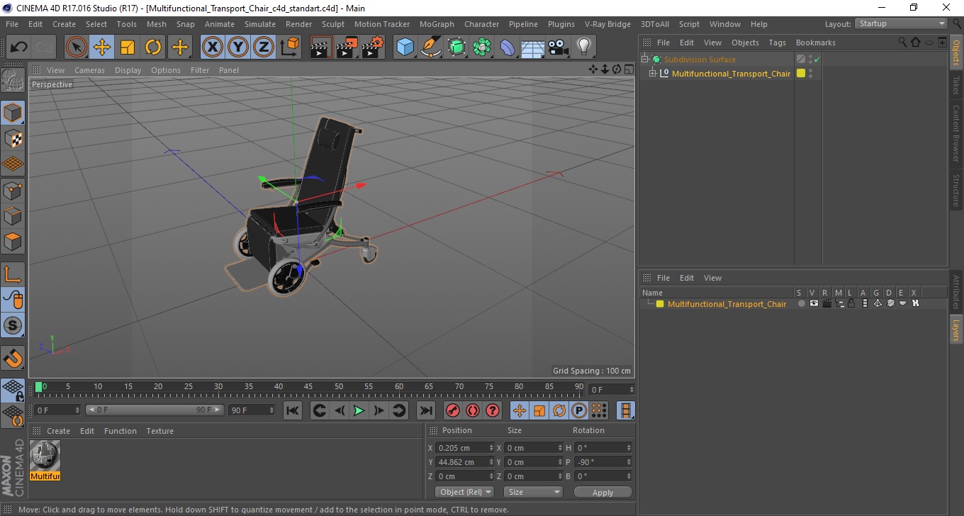 3D Multifunctional Transport Chair