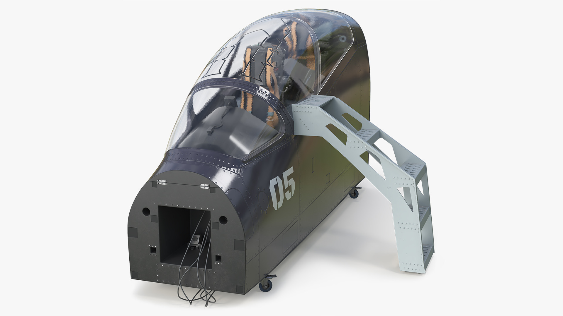 Flight Simulator Cockpit Trainer with Stairs Rigged