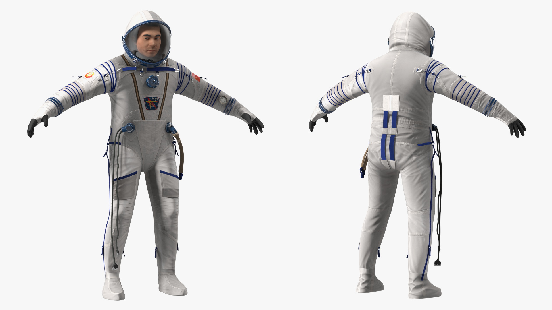 Russian Astronaut Wearing Sokol KV-2 Pressurized Spacesuit Fur 3D