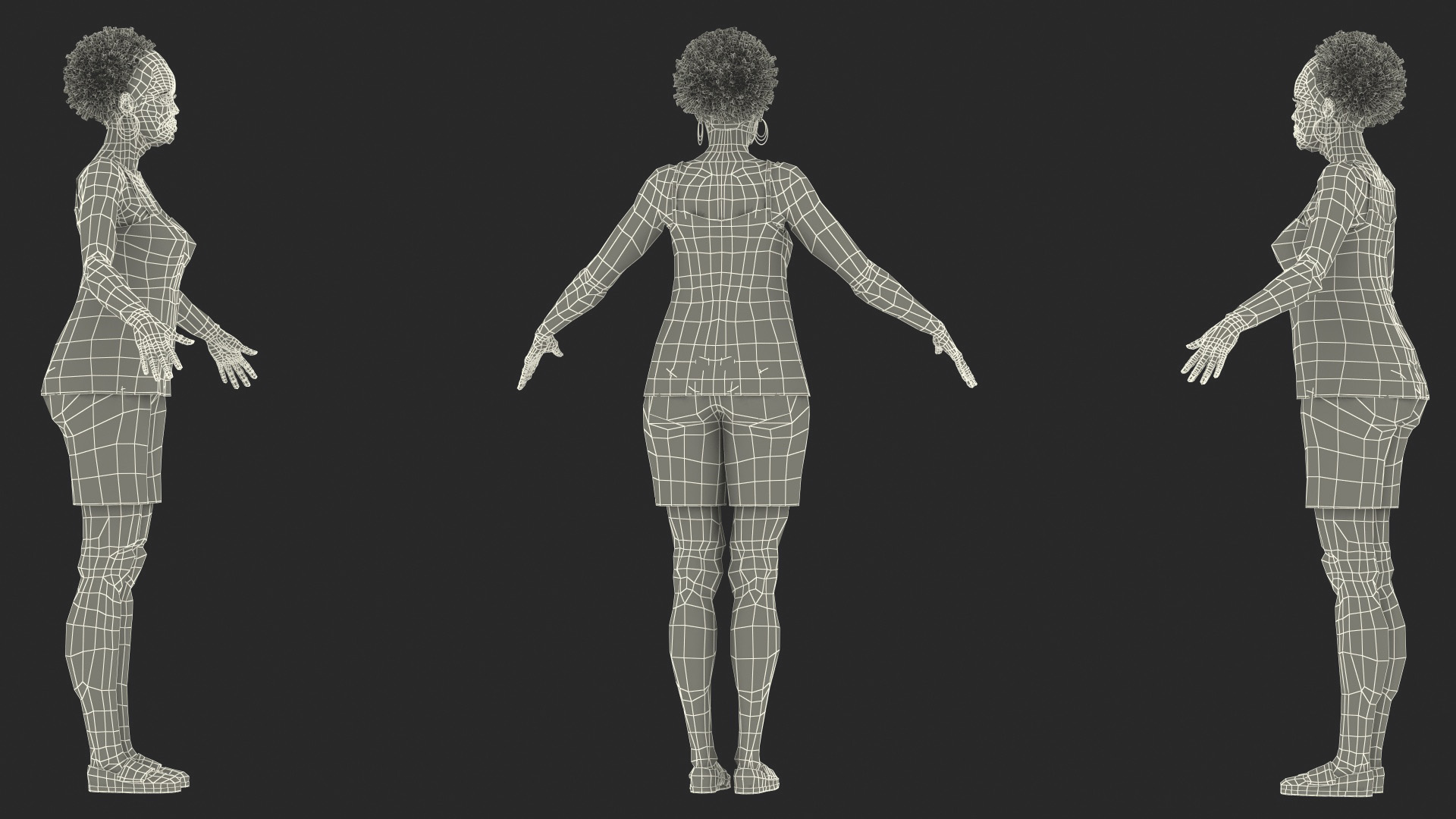 3D Afro American Grandma Wearing Pajamas Rigged for Modo model