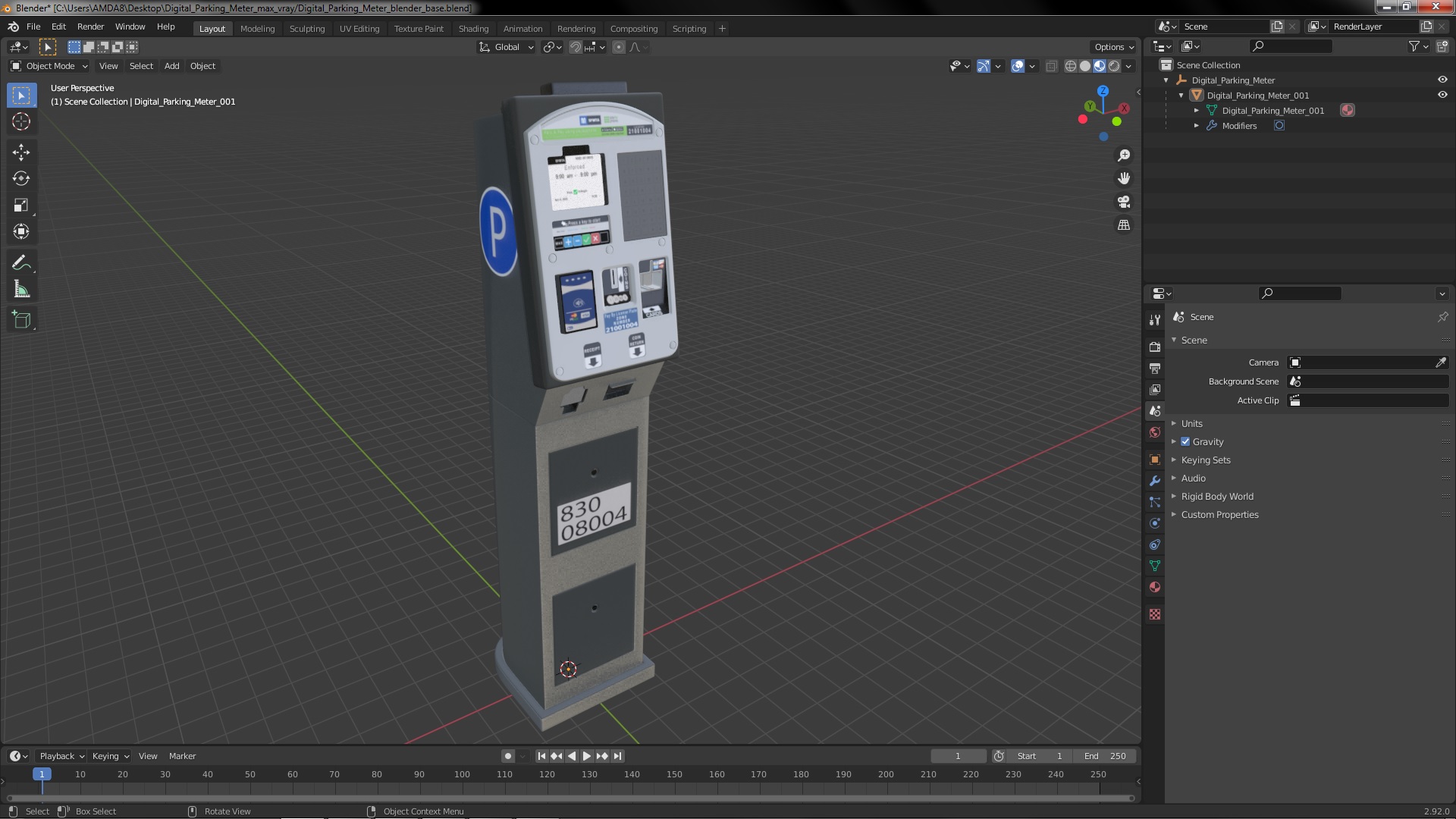 3D Digital Parking Meter
