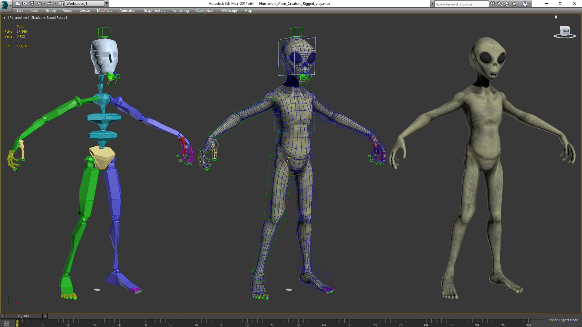 3D model Humanoid Alien Creature Rigged
