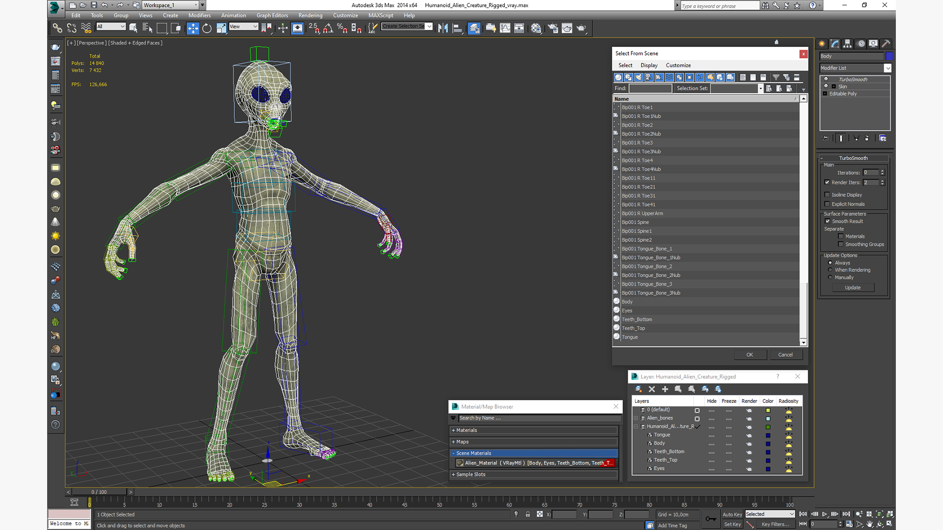 3D model Humanoid Alien Creature Rigged