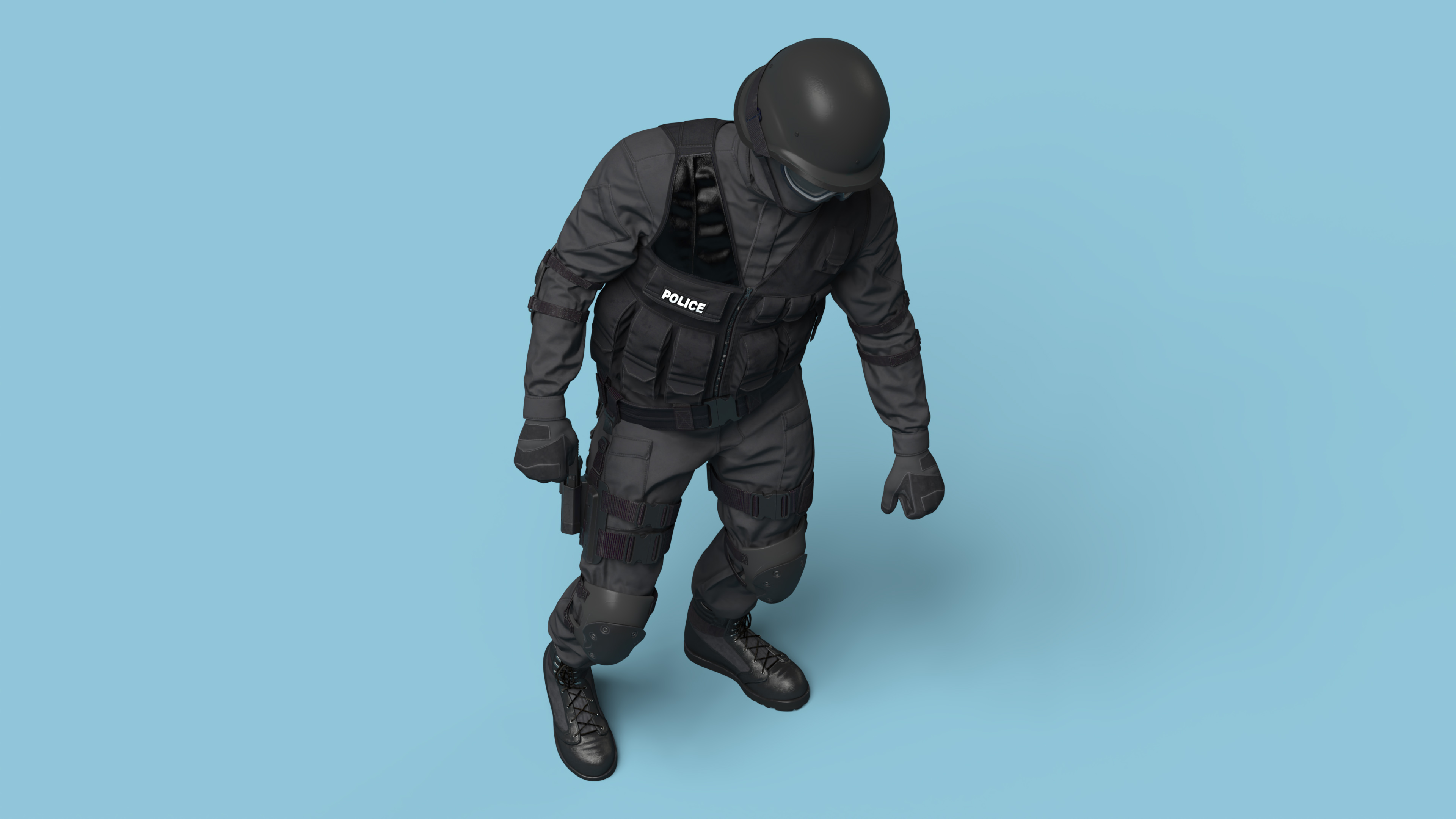 3D model SWAT Police Officer Rigged for Maya