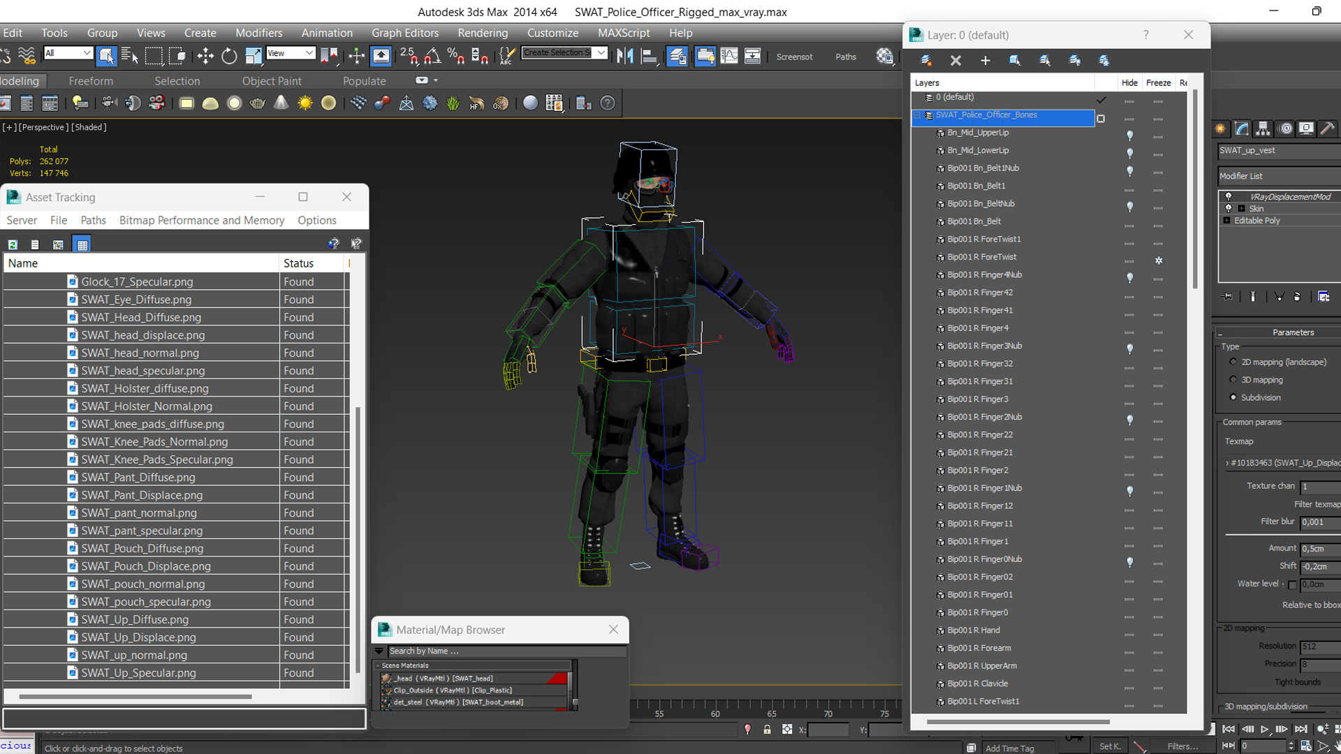3D model SWAT Police Officer Rigged for Maya