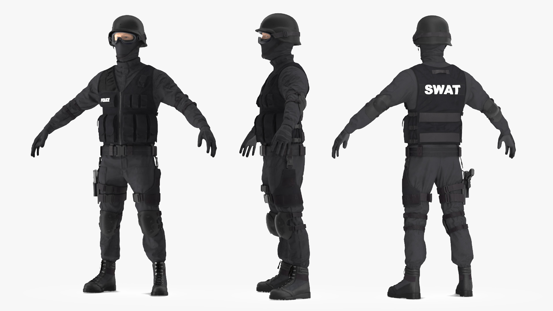 3D model SWAT Police Officer Rigged for Maya