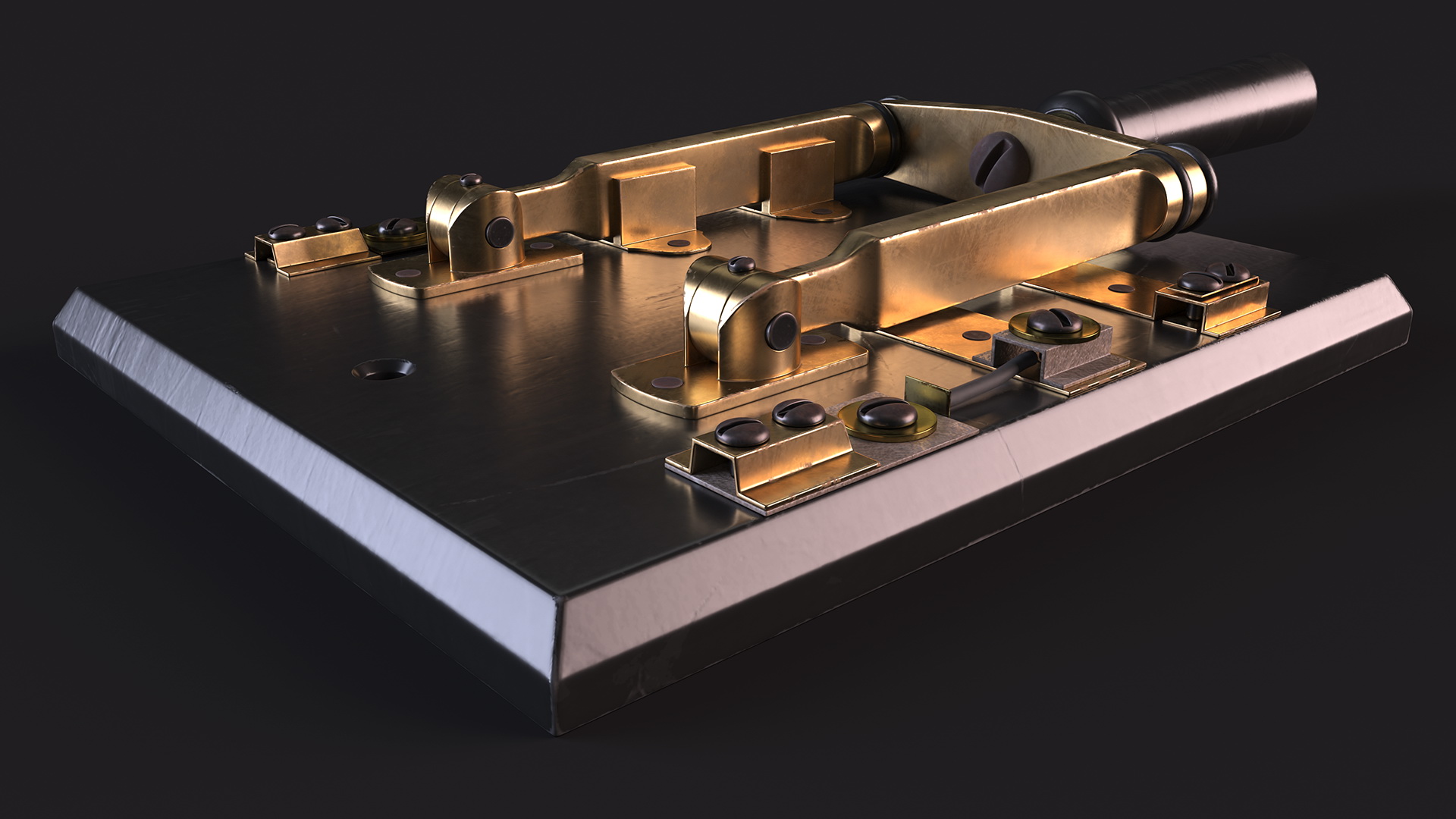 3D Brass and Slate Power Switch model