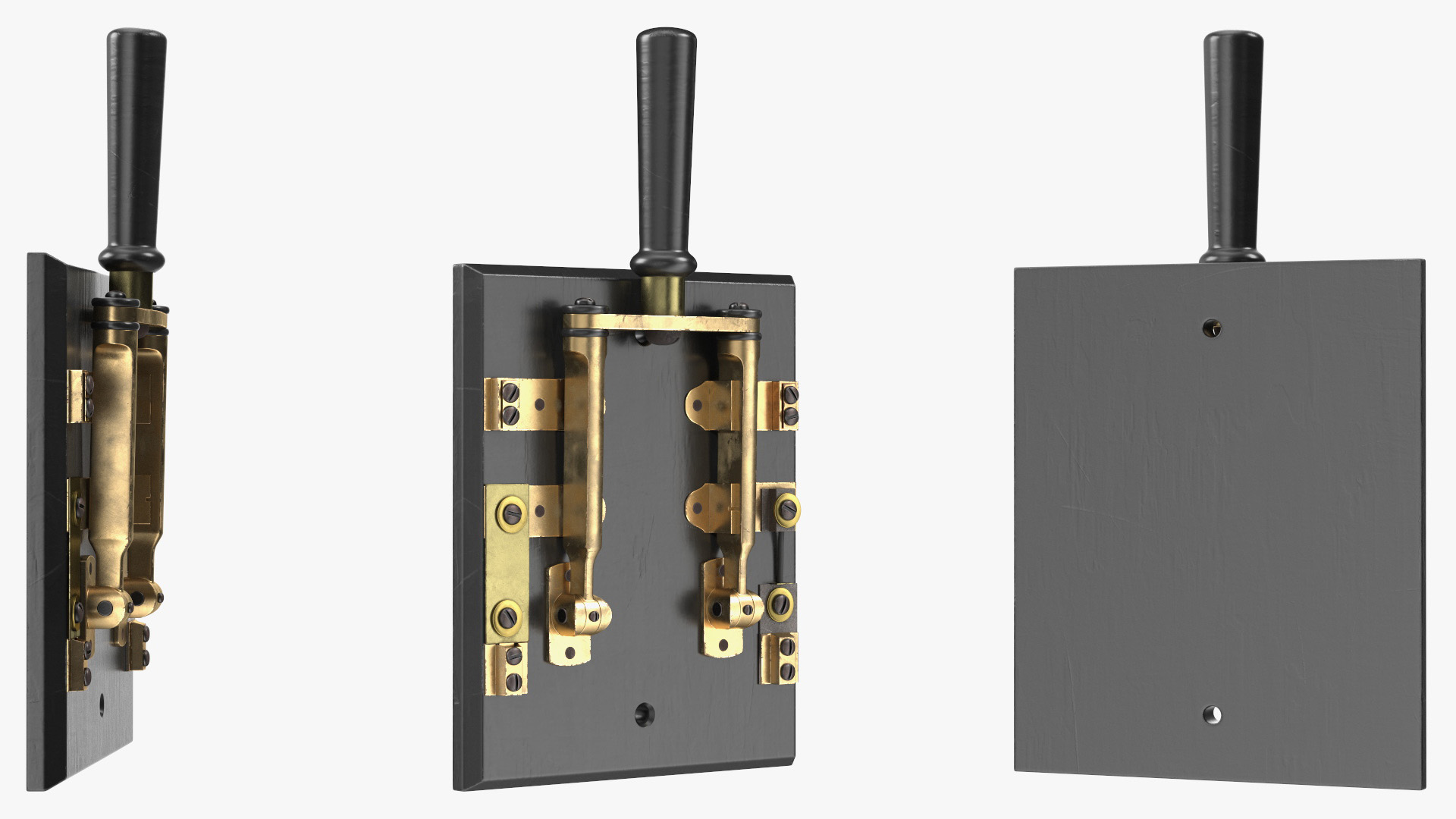 3D Brass and Slate Power Switch model