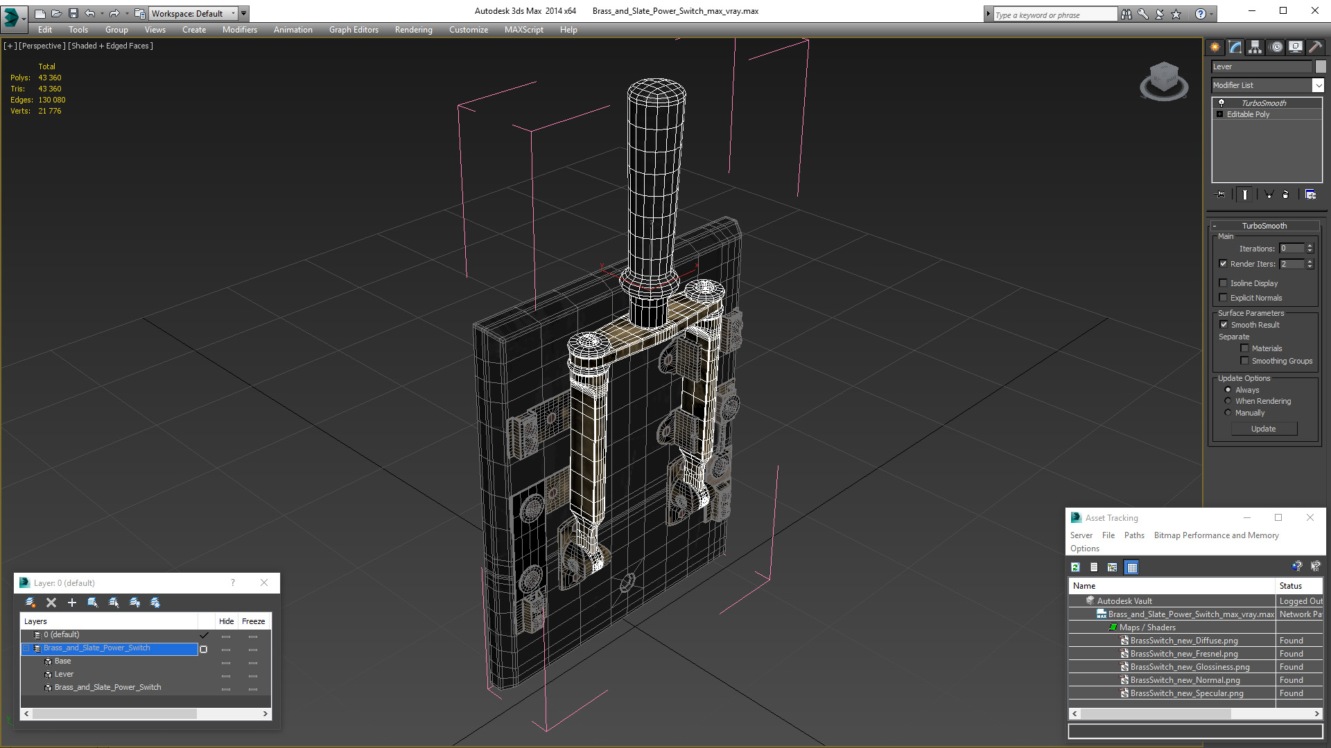 3D Brass and Slate Power Switch model