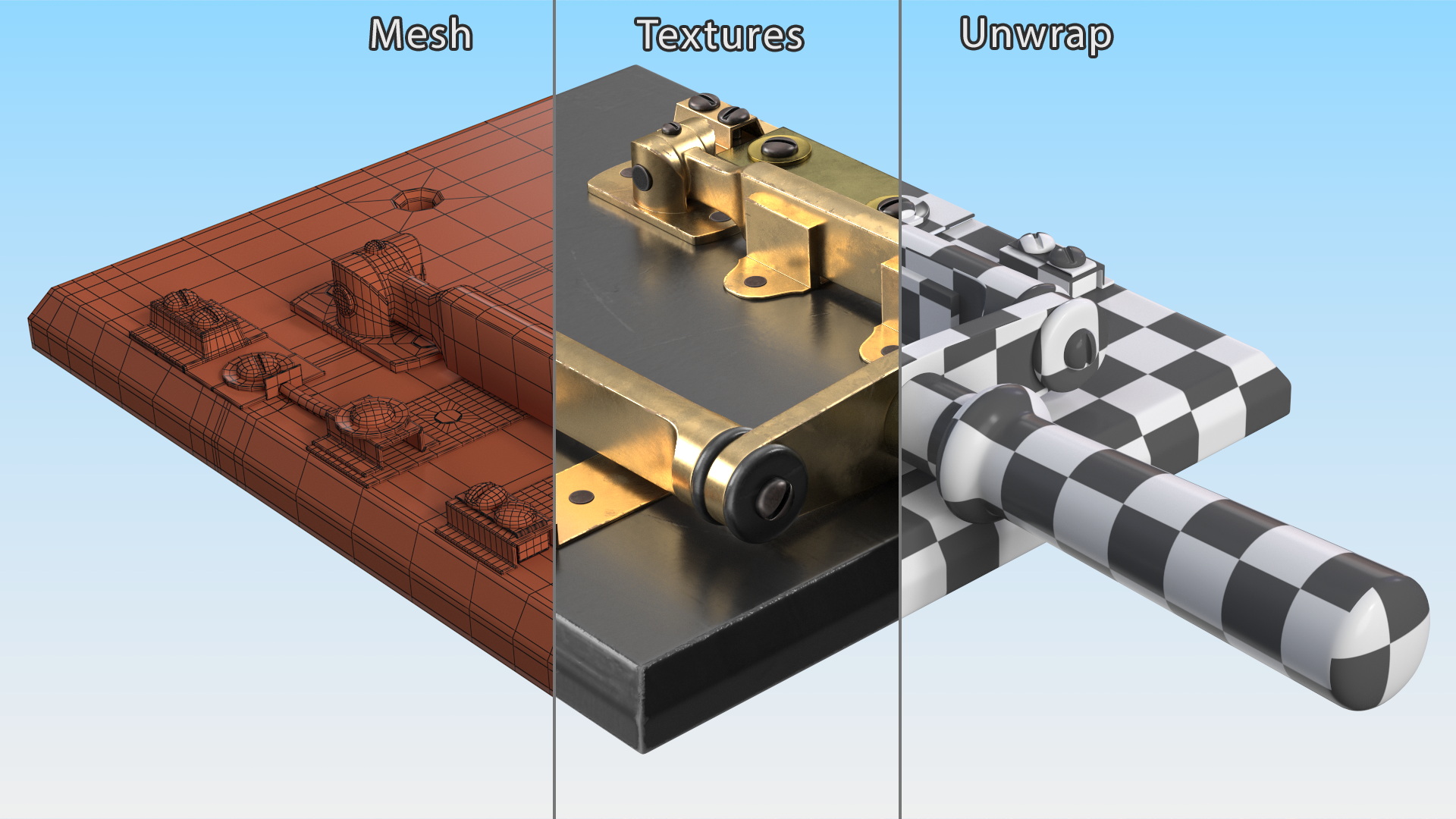 3D Brass and Slate Power Switch model