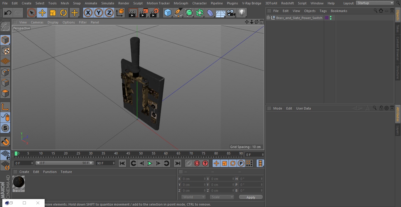 3D Brass and Slate Power Switch model
