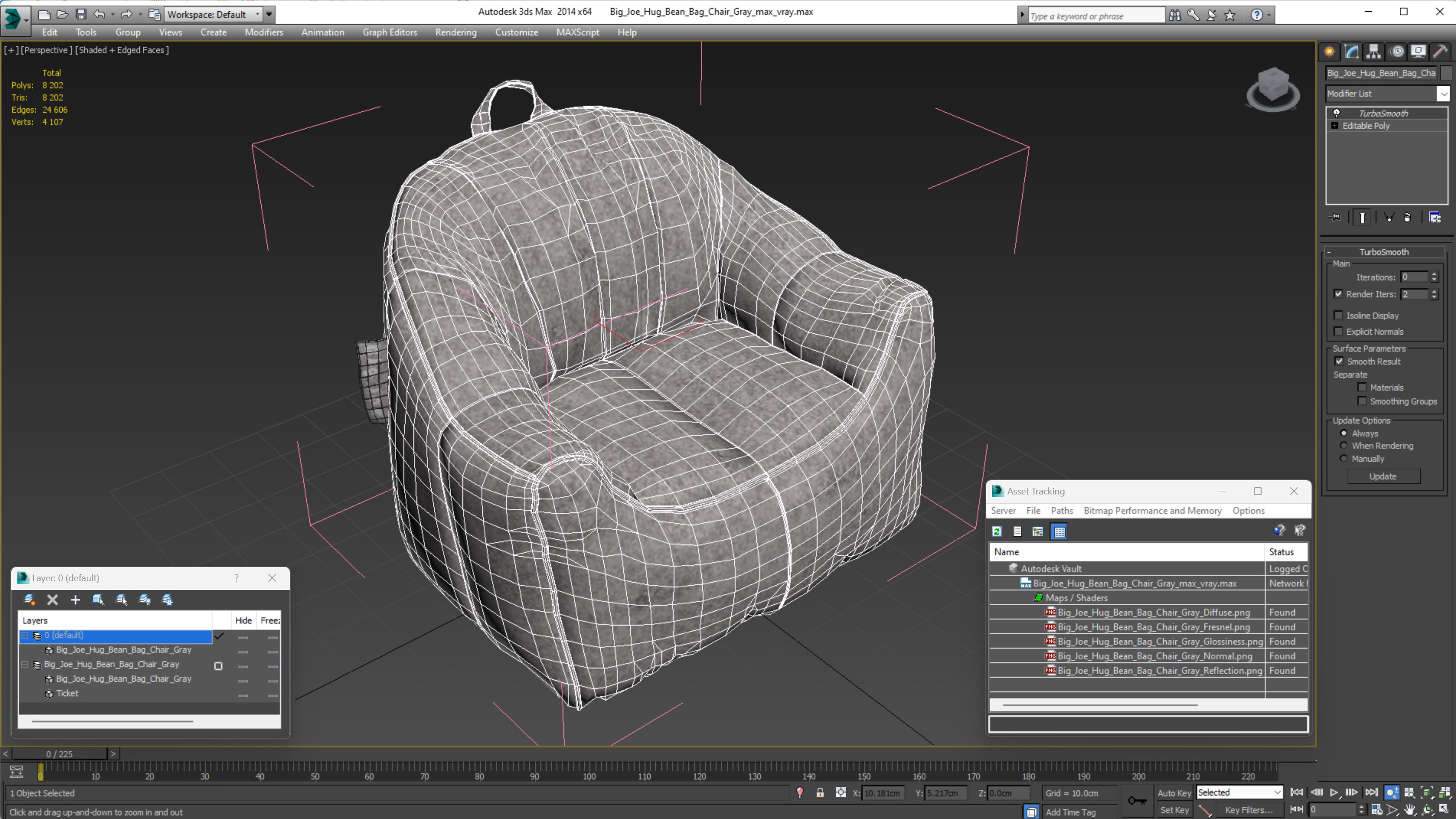 3D Big Joe Hug Bean Bag Chair Gray