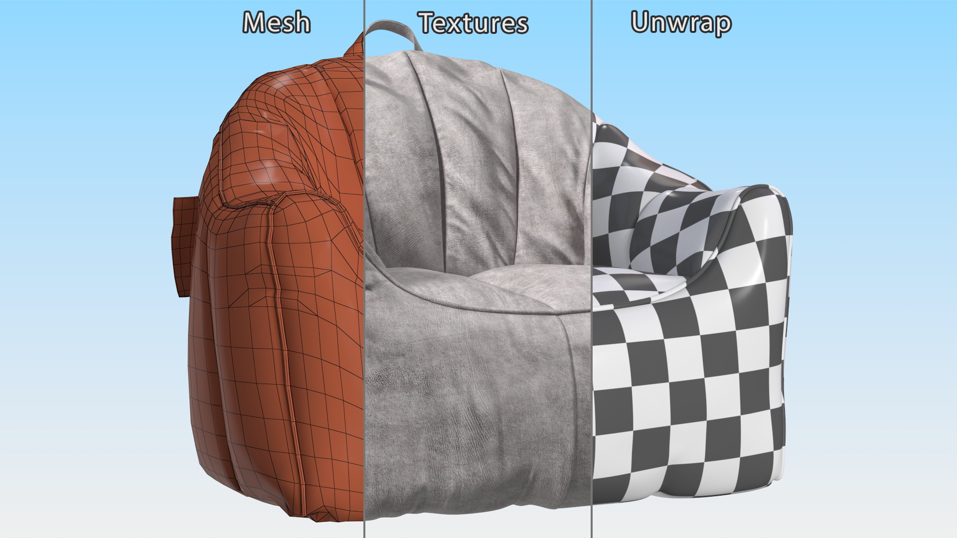 3D Big Joe Hug Bean Bag Chair Gray
